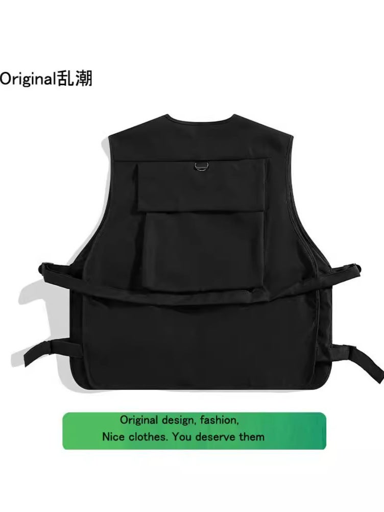 Japanese Style Trendy Brand Ins Rap Function Tactical Vest Multi-Pocket Workwear Vest Waistcoat Pink Jacket For Men And Women - Image 4